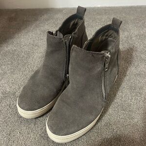 Gray Suede High-Top Sneakers